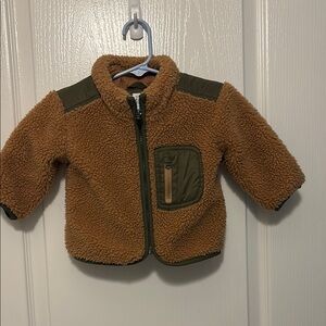 Brown and Green Sherpa Jacket